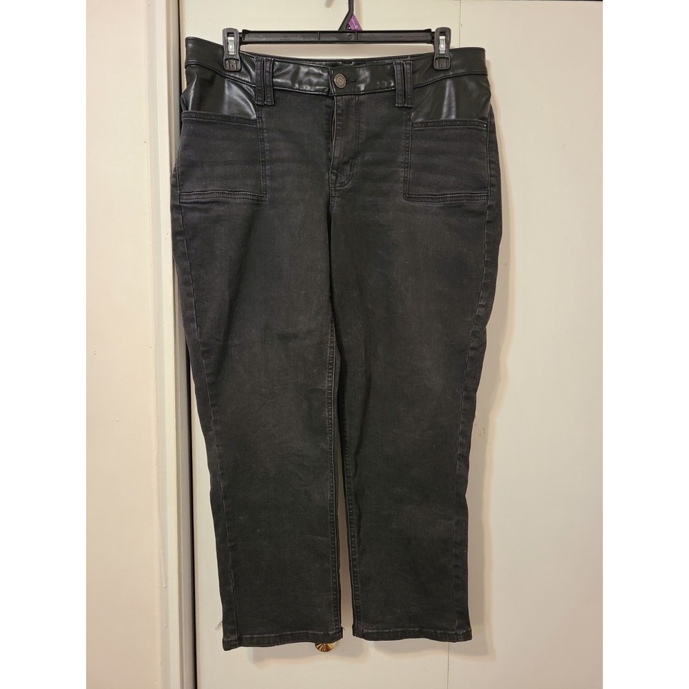 Maurices M Jeans Slim Straight Ankle High Rise Black Leatherette Upper Size 16W